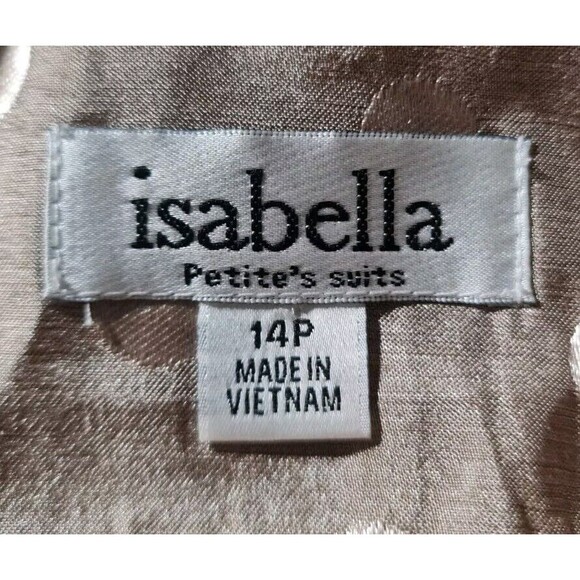 Isabella Women Career Skirt Suit Petti Size 14P Polka Dot Beige Button Up  205P - Picture 4 of 6